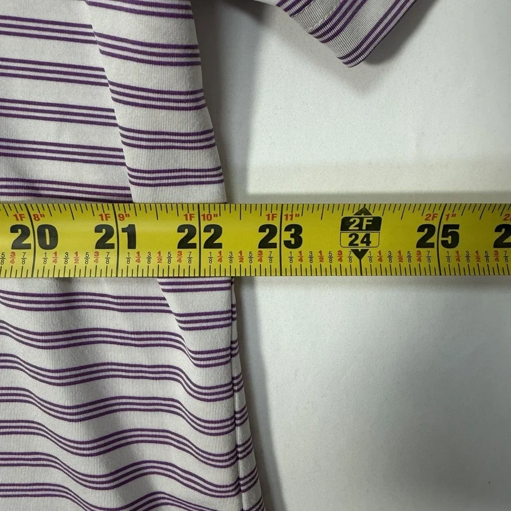 Adidas Golf Polo Shirt Men's XL White Purple Striped Performance